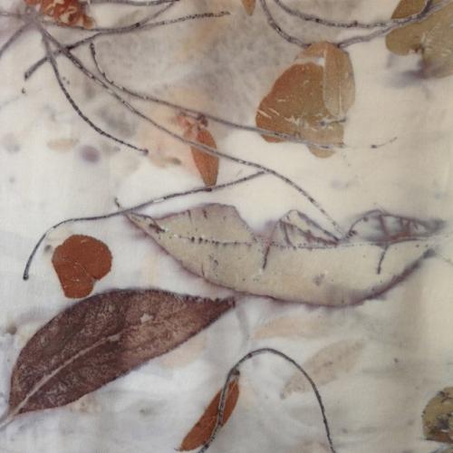 Leaf imprints on silk